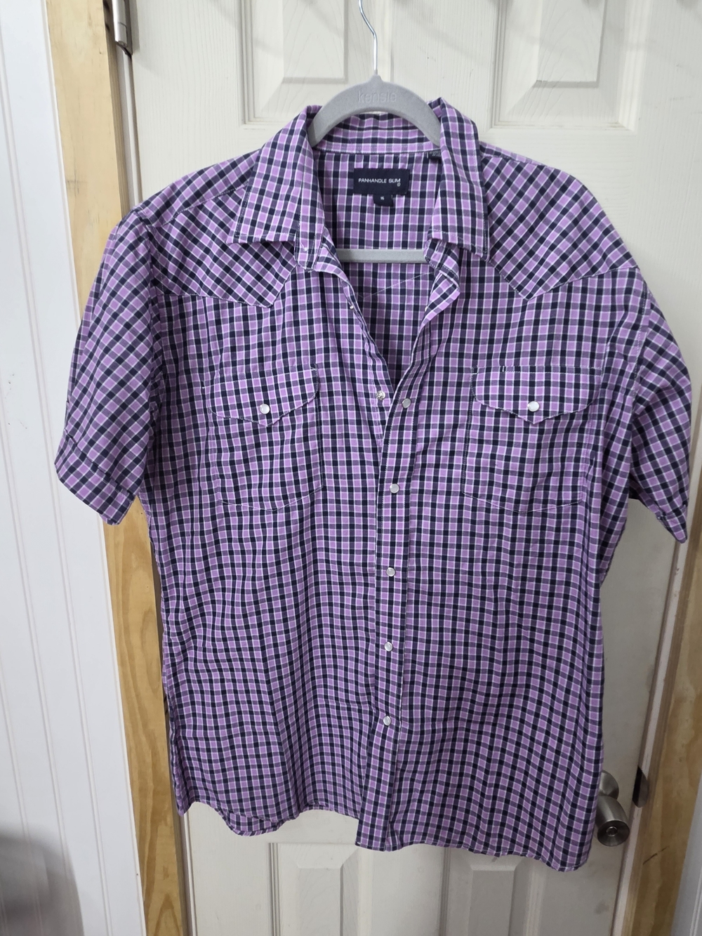 Panhandle Slim Purple Plaid Short-Sleeve Western Shirt #0071